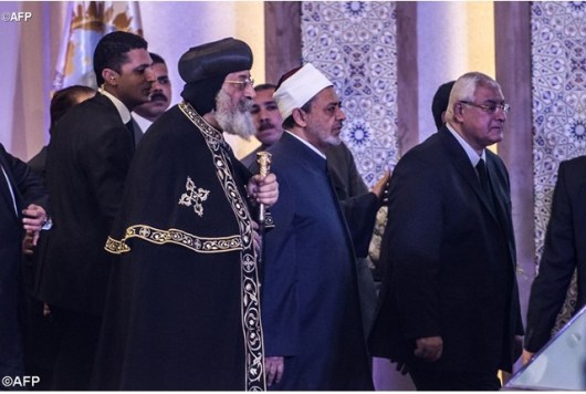 Imam Besar Mesir  Muhammad al-Tayyeb dan Paus Koptik  Tawadros II menghadiri konferensi di al-Azhar di Kairo awal tahun ini   - AFP