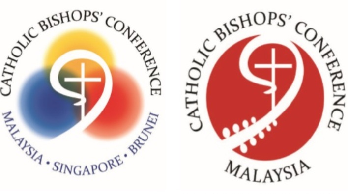 Logo-logo baru dari Konferensi Waligereja Katolik Regional Malaysia-Singapura-Brunei ((kitri) dan Konferensi Waligereja Malaysia (kanan)