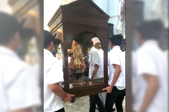 Patung Anak Yesus, Sto Niño De Malibog berusia berabad-abad, yang dicuri dari Gereja Paroki Santo Niño di Malitbog, Leyte Selatan 