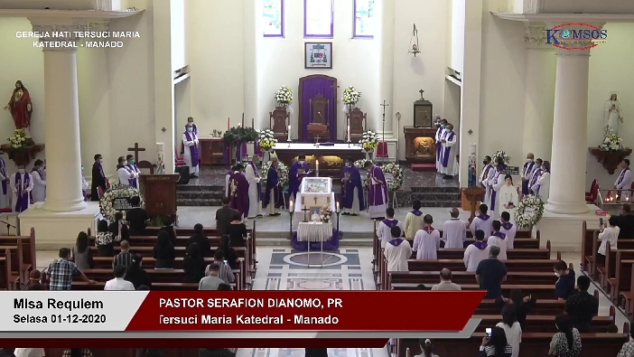 Suasana Misa requiem di Katedral Manado (screenshot/pcp)
