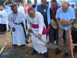 Peletakan batu pertama pembangunan gereja Katolik di IKN. Dok IST
