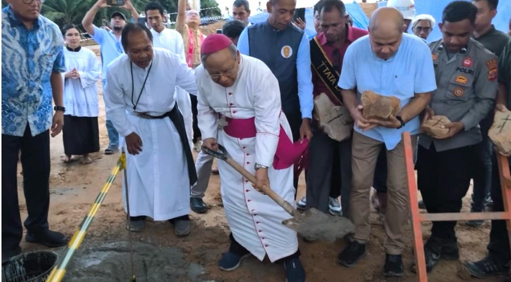 Peletakan batu pertama pembangunan gereja Katolik di IKN. Dok IST