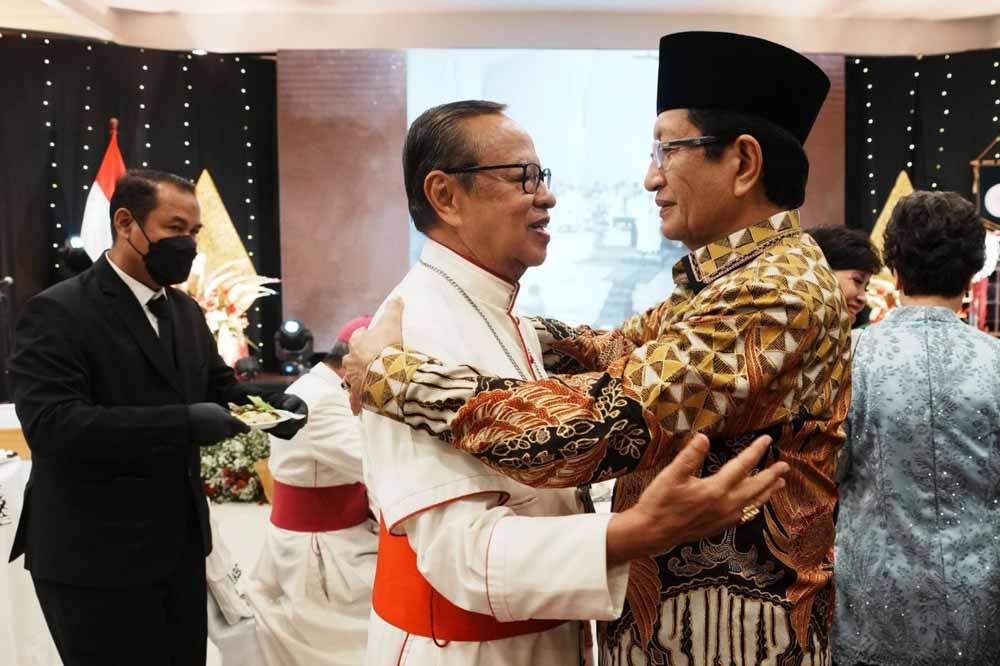 Uskup Agung Jakarta Kardinal Ignatius Suharyo dan Menteri Agama, KH Nasaruddin Umar. kemenag.go.id