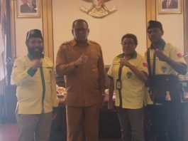 Pengurus Komcab Pemuda Katolik Merauke usai beraudiudence dengan Bupati Merauke, Yoseph Bladib Gebze. Foto. Stefanus Mega Panda