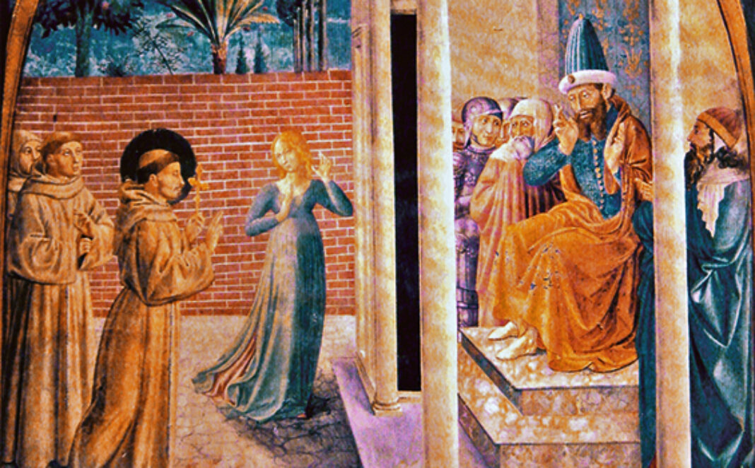 St. Fransiskus Asisi saat berjumpa dengan Sultan Al-Kamil. IST